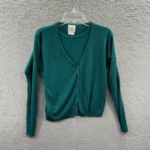 Bentley Womens Cardigan Sweater Small Green Button‎ Front Grandma Granny Vintage